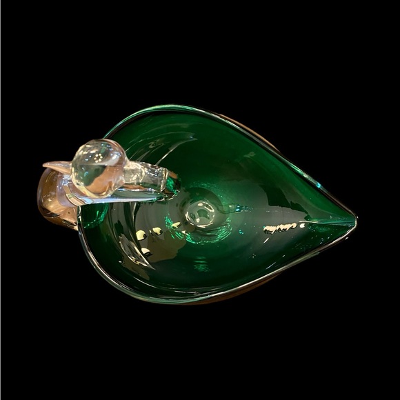 Vintage art glass emerald green swan dish EVC - Picture 5 of 6